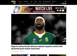 How sportsjoe.ie looks like on a tablet such as an iPad.
