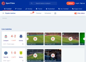 How sporttube.com looks like on a tablet such as an iPad.