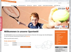 How sportunion.at looks like on a tablet such as an iPad.