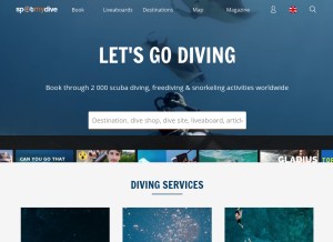 How spotmydive.com looks like on a tablet such as an iPad.