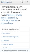 How springerlink.com looks like on a mobile device such as an iPhone.