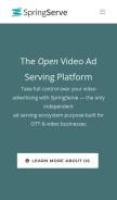 How springserve.com looks like on a mobile device such as an iPhone.