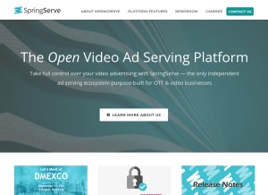 How springserve.com looks like on a tablet such as an iPad.