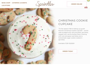 How sprinkles.com looks like on a tablet such as an iPad.