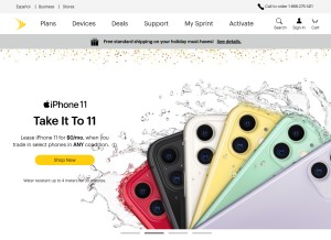 How sprint.com looks like on a tablet such as an iPad.