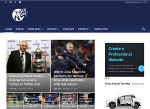 How spurs-web.com looks like on a tablet such as an iPad.