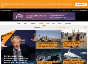 How sputniknews.com looks like on a tablet such as an iPad.
