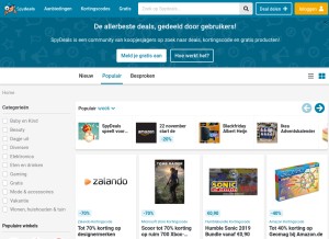 How spydeals.nl looks like on a tablet such as an iPad.
