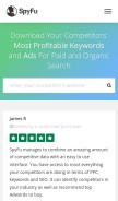 How spyfu.com looks like on a mobile device such as an iPhone.