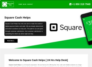 How squarecashelps.com looks like on a tablet such as an iPad.