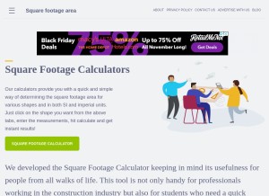How squarefootagearea.com looks like on a tablet such as an iPad.