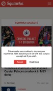 How squawka.com looks like on a mobile device such as an iPhone.