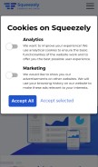 How squeezely.tech looks like on a mobile device such as an iPhone.