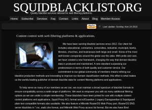 How squidblacklist.org looks like on a tablet such as an iPad.