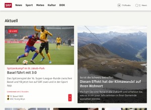 How srf.ch looks like on a tablet such as an iPad.