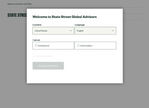 How ssga.com looks like on a tablet such as an iPad.