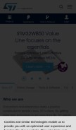 How st.com looks like on a mobile device such as an iPhone.