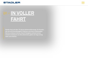 How stadlerrail.com looks like on a tablet such as an iPad.