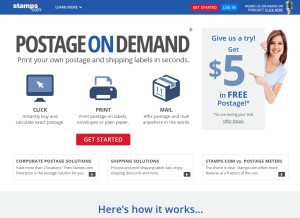 How stamps.com looks like on a tablet such as an iPad.