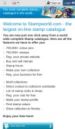 How stampworld.com looks like on a mobile device such as an iPhone.