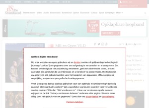 How standaard.be looks like on a tablet such as an iPad.