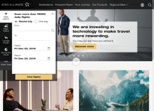 How staralliance.com looks like on a tablet such as an iPad.