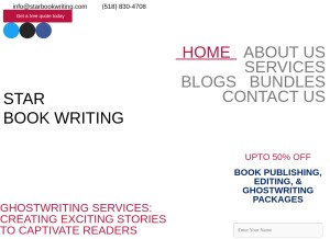 How starbookwriting.com looks like on a tablet such as an iPad.