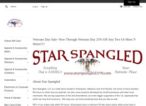 How starspangled1776.com looks like on a tablet such as an iPad.
