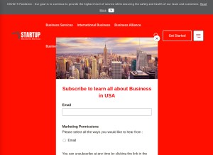 How startupbusinessbureau.com looks like on a tablet such as an iPad.