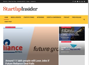 How startupinsider.in looks like on a tablet such as an iPad.