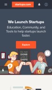 How startups.co looks like on a mobile device such as an iPhone.