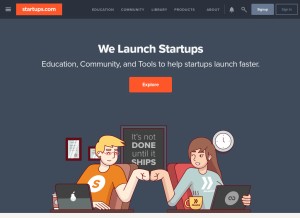 How startups.co looks like on a tablet such as an iPad.