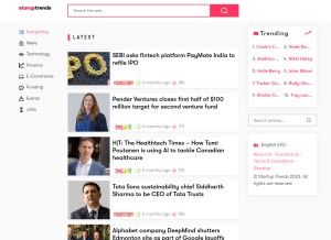 How startuptrends.co looks like on a tablet such as an iPad.