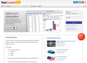 How statcrunch.com looks like on a tablet such as an iPad.