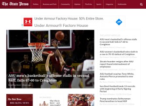 How statepress.com looks like on a tablet such as an iPad.