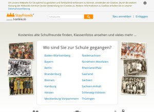How stayfriends.de looks like on a tablet such as an iPad.