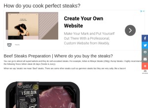 How steakovercooked.com looks like on a tablet such as an iPad.