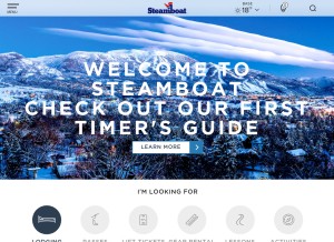How steamboat.com looks like on a tablet such as an iPad.
