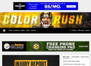 How steelers.com looks like on a tablet such as an iPad.