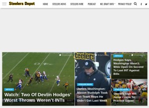 How steelersdepot.com looks like on a tablet such as an iPad.