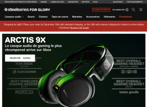 How steelseries.com looks like on a tablet such as an iPad.