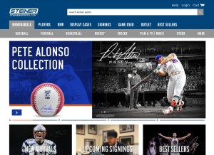 How steinersports.com looks like on a tablet such as an iPad.