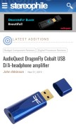 How stereophile.com looks like on a mobile device such as an iPhone.