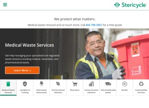 How stericycle.com looks like on a tablet such as an iPad.
