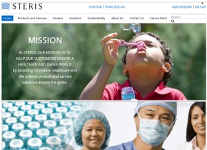 How steris.com looks like on a tablet such as an iPad.