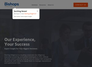 How sterlingdiligence.com looks like on a tablet such as an iPad.
