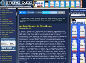 How steroid.com looks like on a tablet such as an iPad.