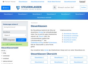 How steuerklassen.com looks like on a tablet such as an iPad.