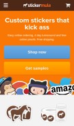 How stickermule.com looks like on a mobile device such as an iPhone.