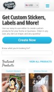 How stickeryou.com looks like on a mobile device such as an iPhone.